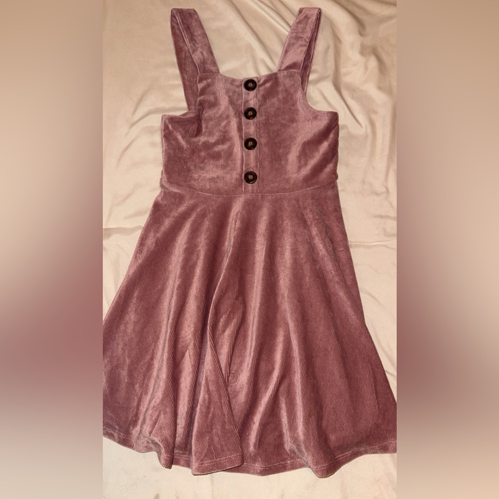 Pink Strapless Dress with Button Detail